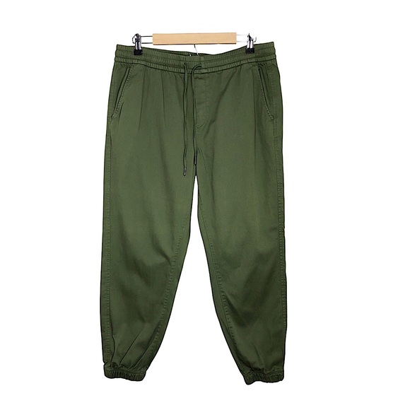 Gap Cotton Blend Elastic Drawstring Waist Army Green Women Joggers L - Picture 1 of 16